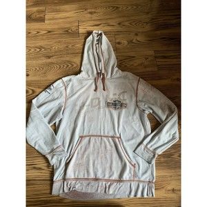 Harley Davidson Womens Size Medium Tan & Orange Hooded Logo Minnesota Sweatshirt